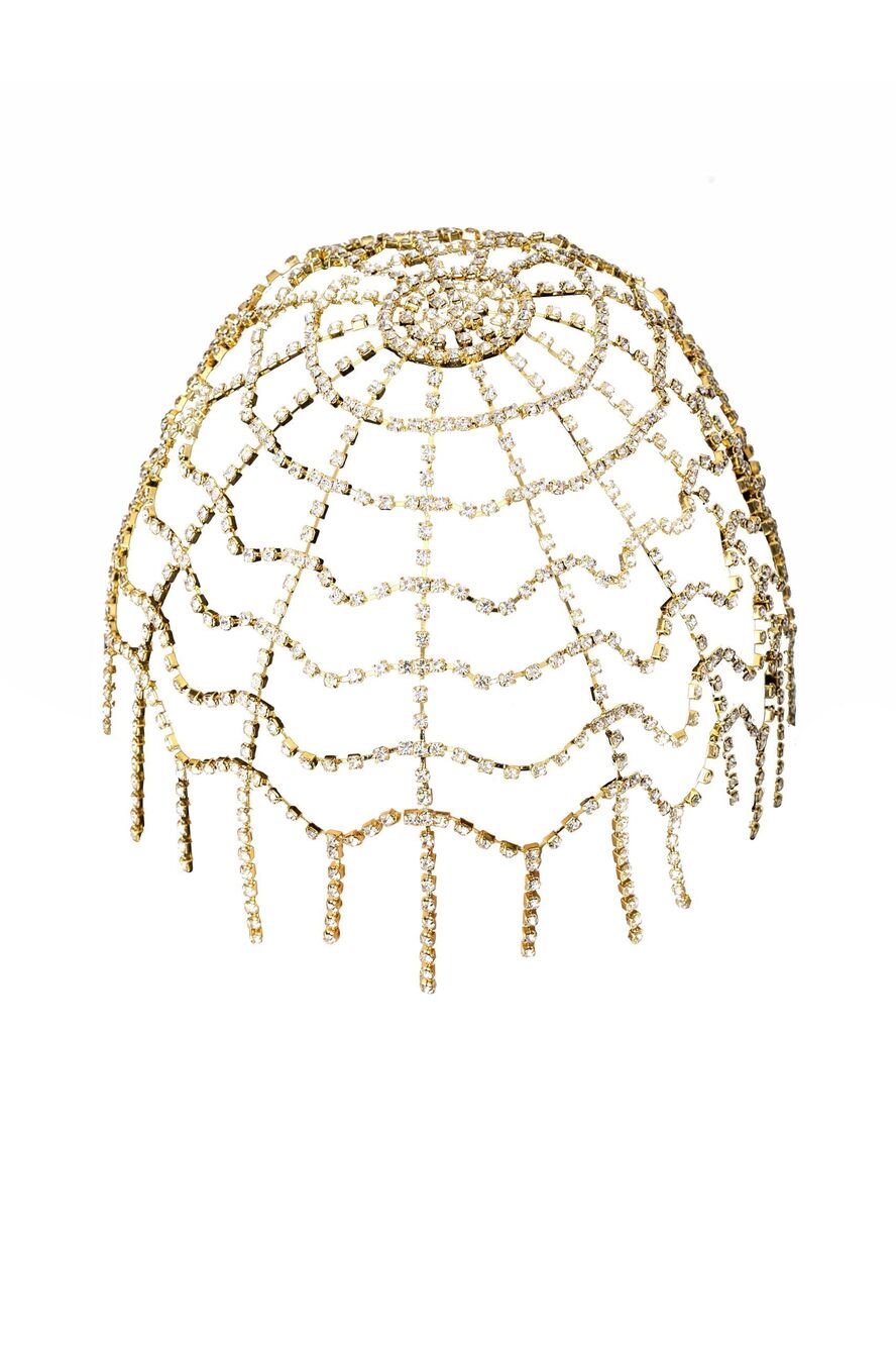 8717 Vintage Style Roaring 20s Crystal Rhinestone Flapper Cap Headpiece